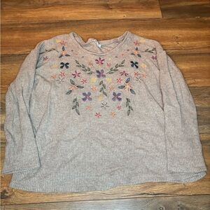 Grace & Lace Textured Knit Sweater with Floral Accents